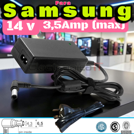 Fuente alternativa para monitor samsung 14V 3.5A completo con cable 220v